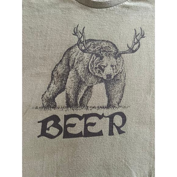 Beer Bear Antler Graphic Tee Green Gildan Heavy Cotton - 3XL - Picture 3 of 7